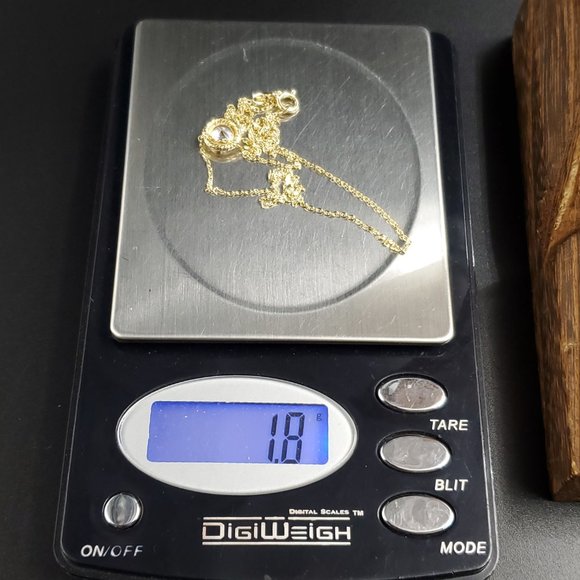 18 Inch Gold Plated Over Sterling Silver Brilliant Single Cubic Zirconia Necklac - Picture 7 of 7